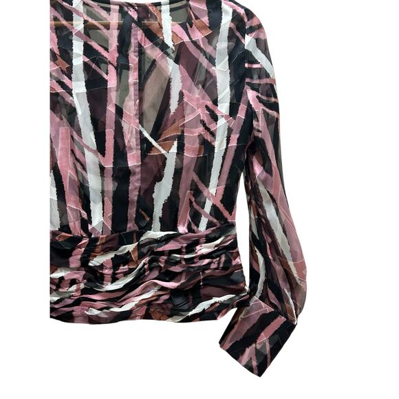 Etcetera Medium Purple Silk Blend Sheer Blouse Low-Cut Dressy Top - Picture 5 of 9